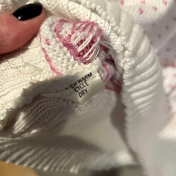 Vintage Kawaii Fairycore Knit Sweater Vest Bear Teddy Heart Pink Sleeveless Med - Picture 5 of 8